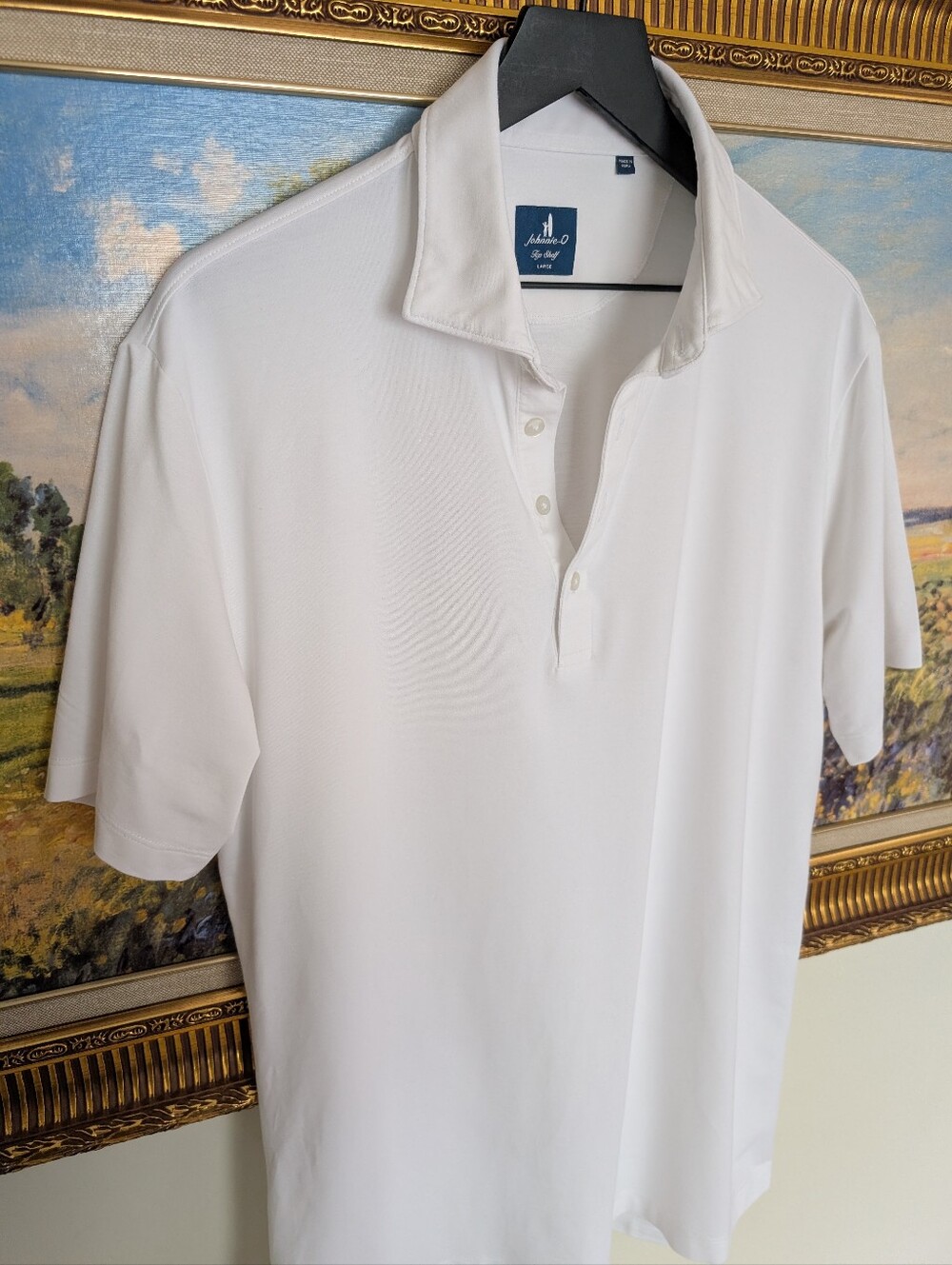 johnnie-O Top Shelf White Short-Sleeve Polo Large